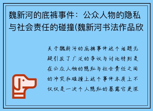 魏新河的底裤事件：公众人物的隐私与社会责任的碰撞(魏新河书法作品欣赏)